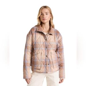 Z Supply | Maya Quilted Plaid Jacket | Size Large | Pink And Tan